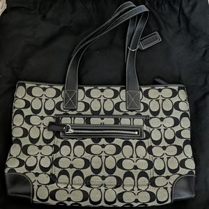 Black Canvas Coach Shoulder Bag/Tote